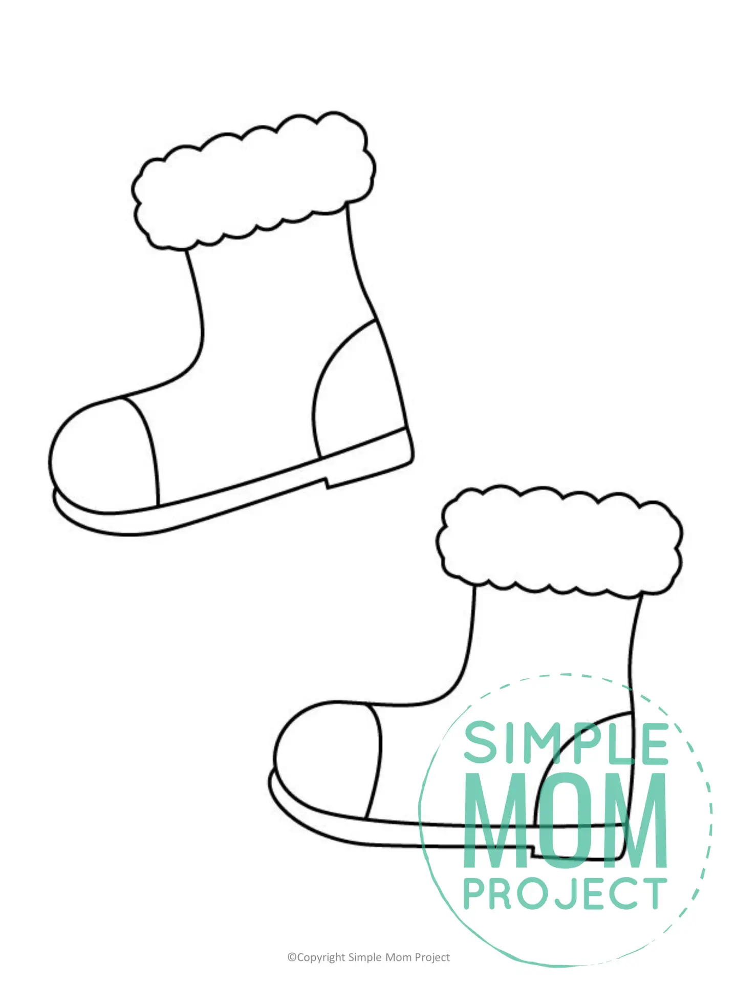 Printable Snow Boots Template for toddlers, preschoolers, kindergarteners and elementary kids