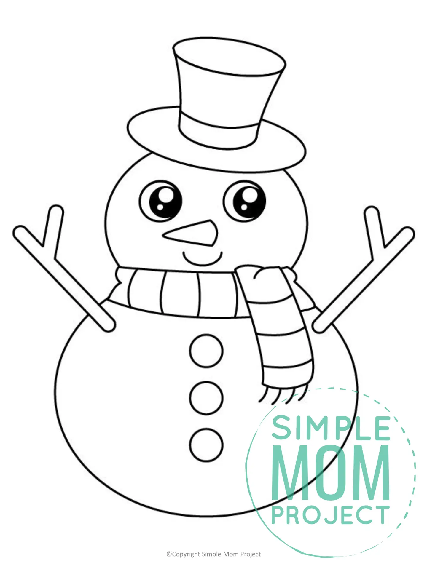 Printable Snowman Template for toddlers, preschoolers, kindergarteners and elementary kids