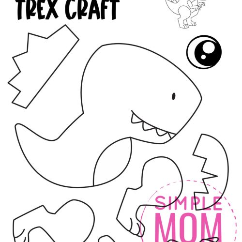 trex cut and paste craft for kids, preschoolers, toddlers