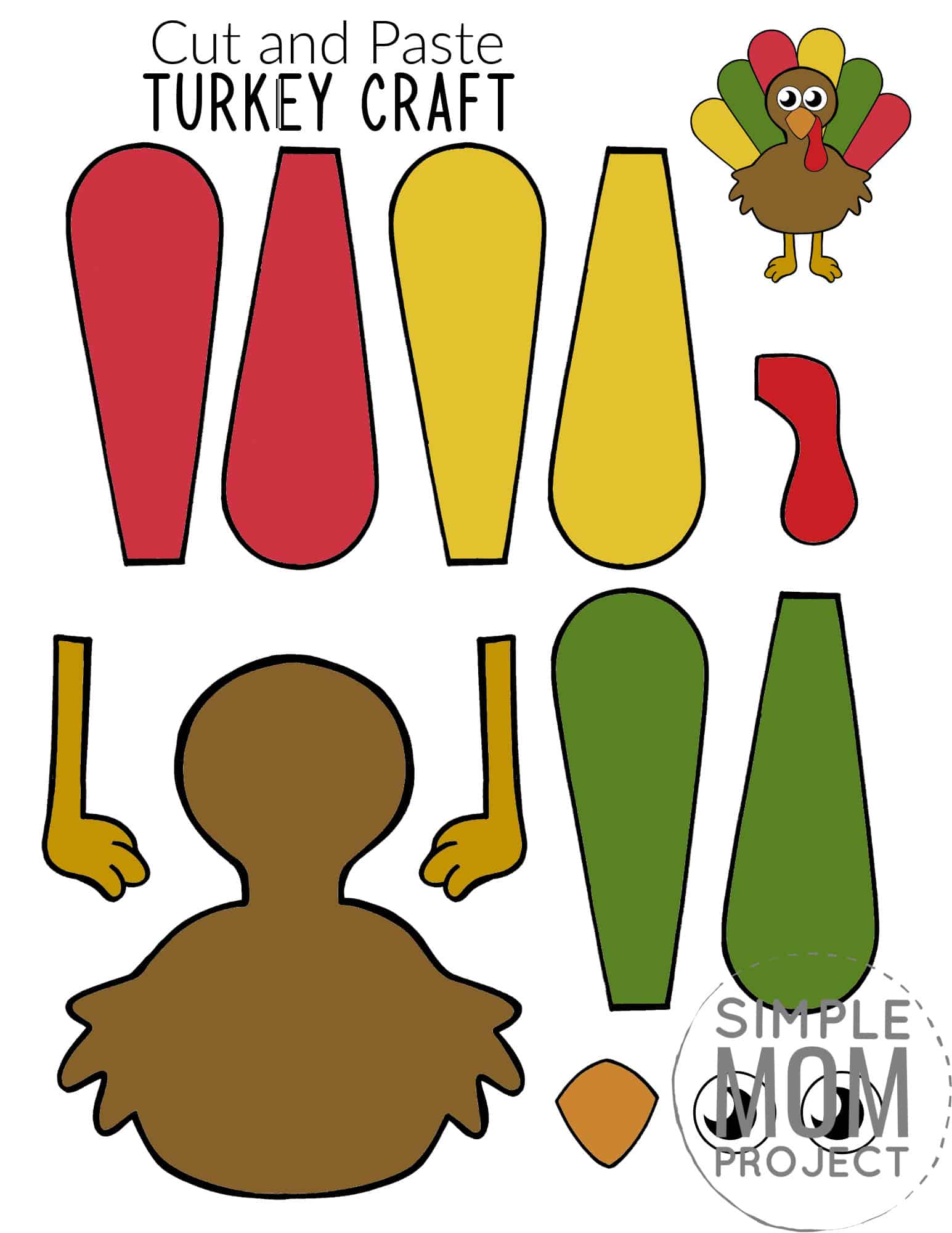 Printable Turkey Craft for Kids, preschoolers toddlers and kindergartners 3