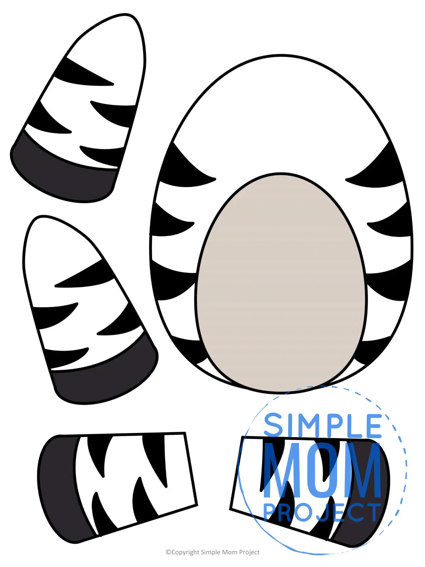 Printable Zoo Animal Zebra Paper Bag Puppet Craft for Kids, preschoolers, toddlers and kindergartners 5