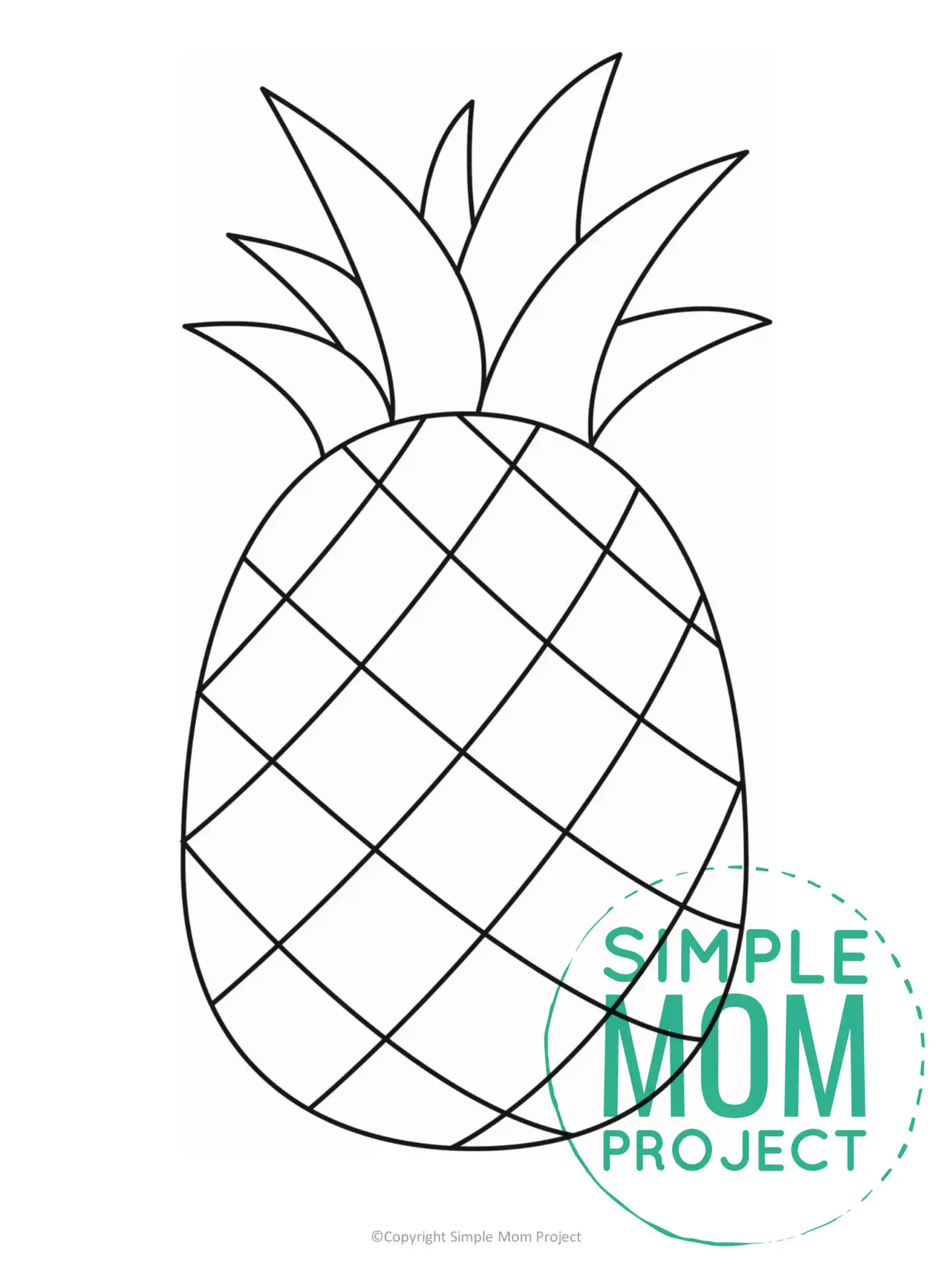 Printable Summer Beach Pineapple Template for Kids, preschooler and toddler 2