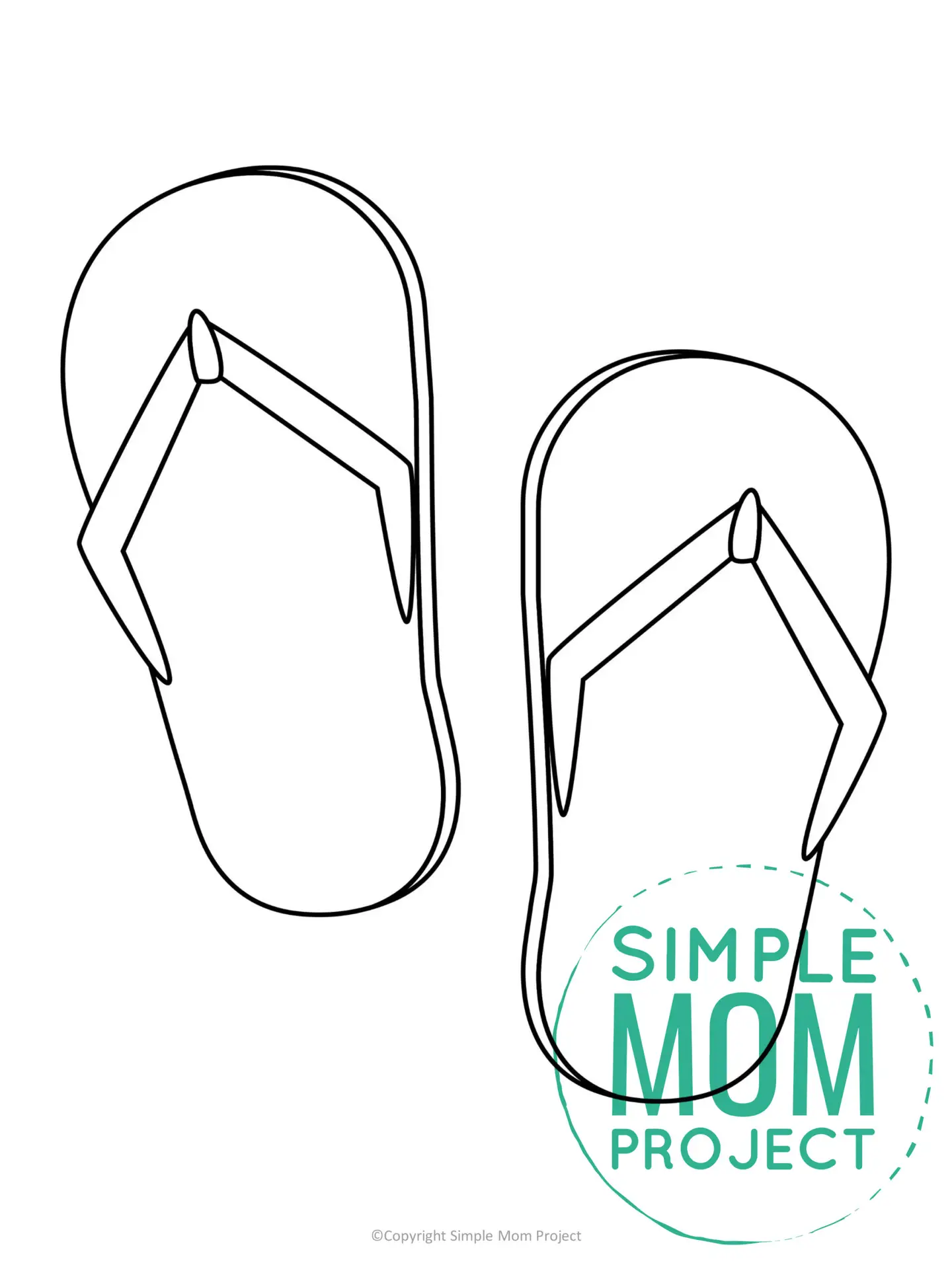 Printable Summer Beach flip flops Template for Kids, preschooler and toddler 2