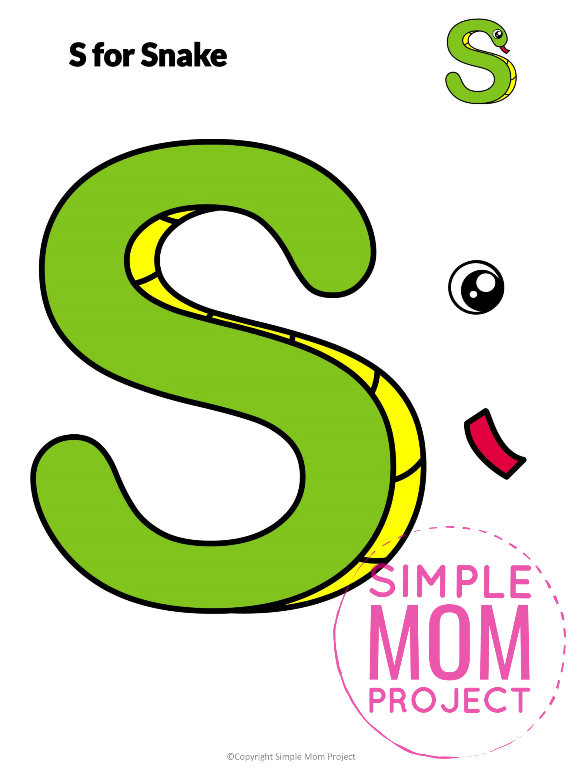 printable letter alphabet craft for kids, kindergartners, toddlers letter s