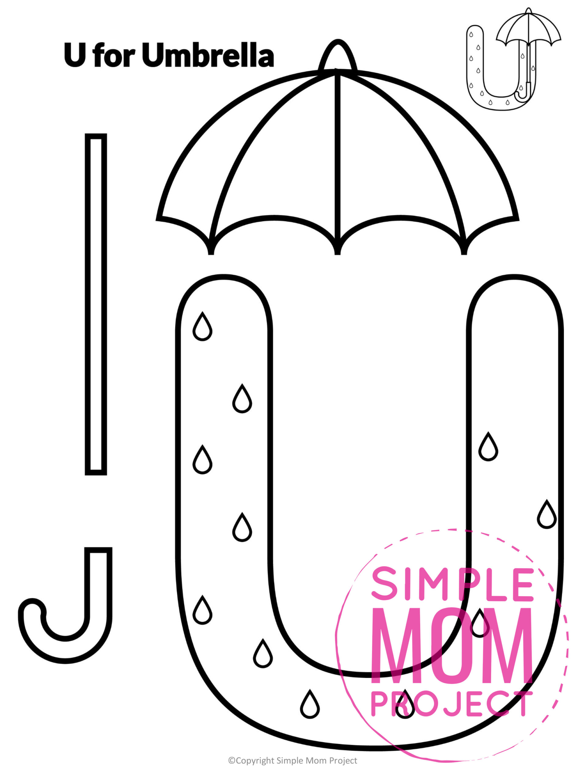 printable letter alphabet craft for kids, kindergartners, toddlers letter u