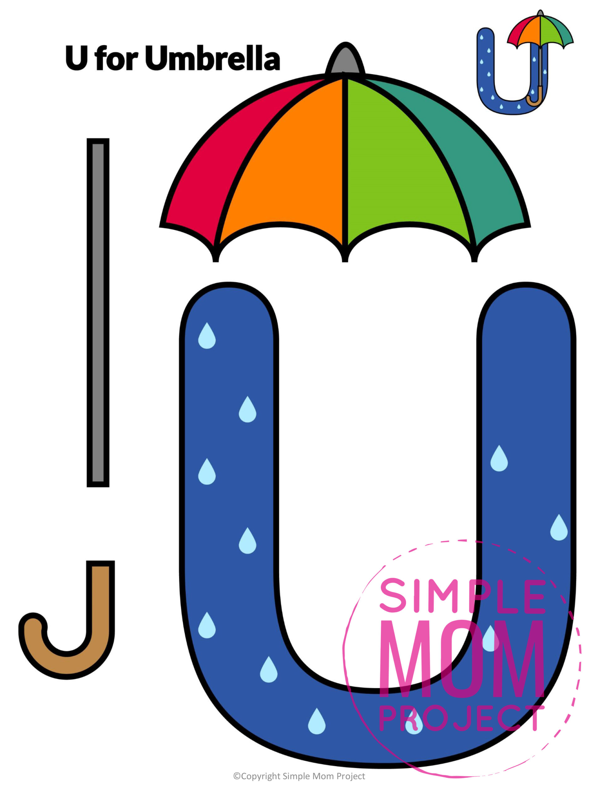 printable letter alphabet craft for kids, kindergartners, toddlers letter u