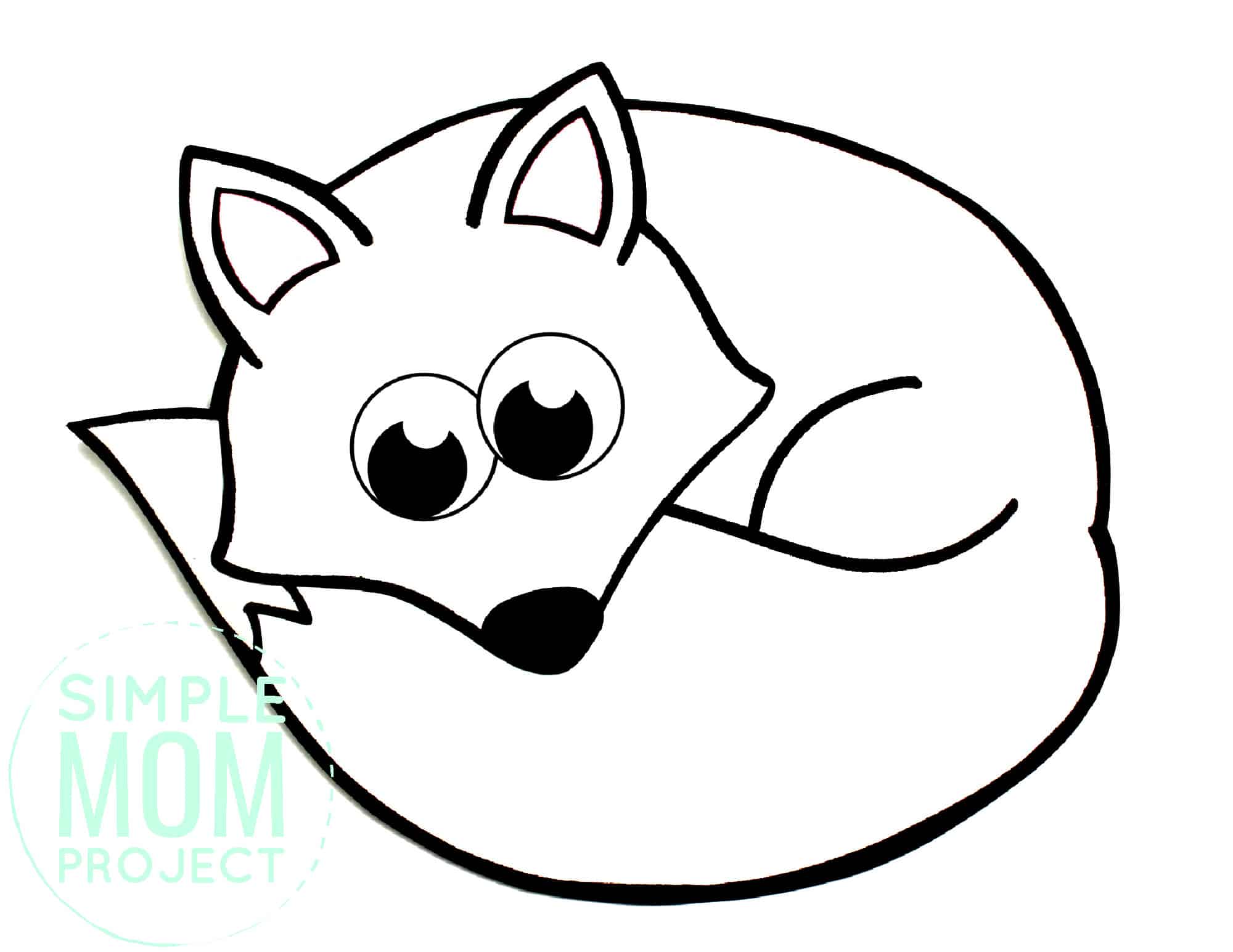 WM Printable Simple Arctic Animal Fox Coloring Page for kids preschoolers and toddlers