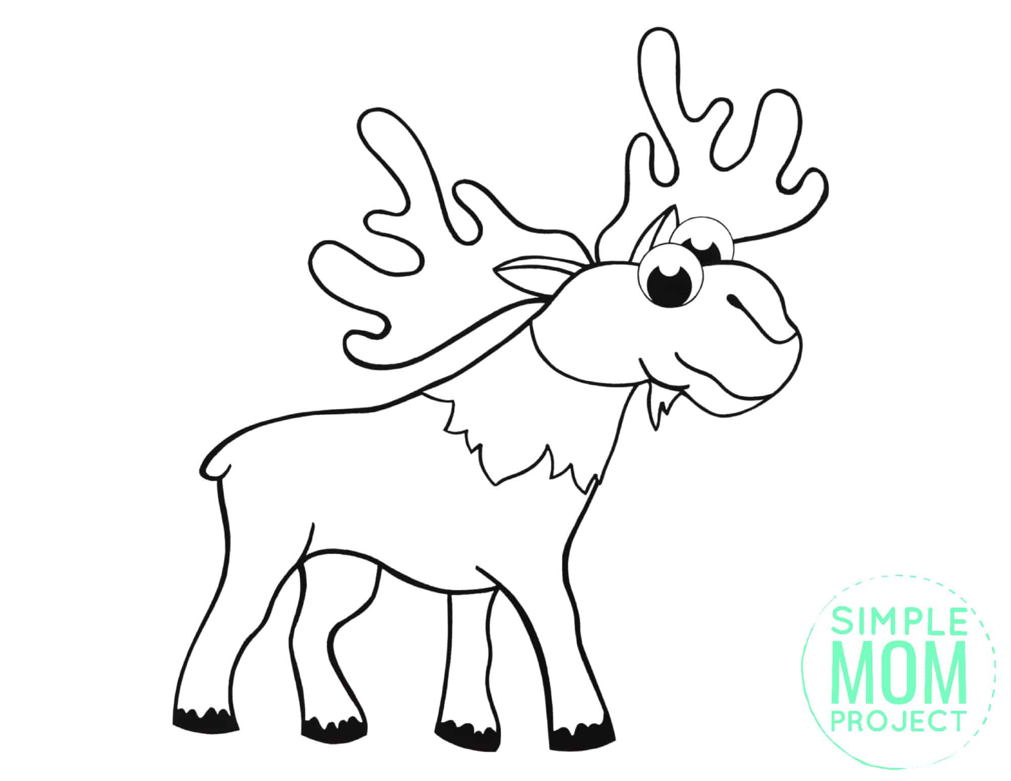 WM Printable Simple Arctic Animal Moose Coloring Page for kids preschoolers and toddlers