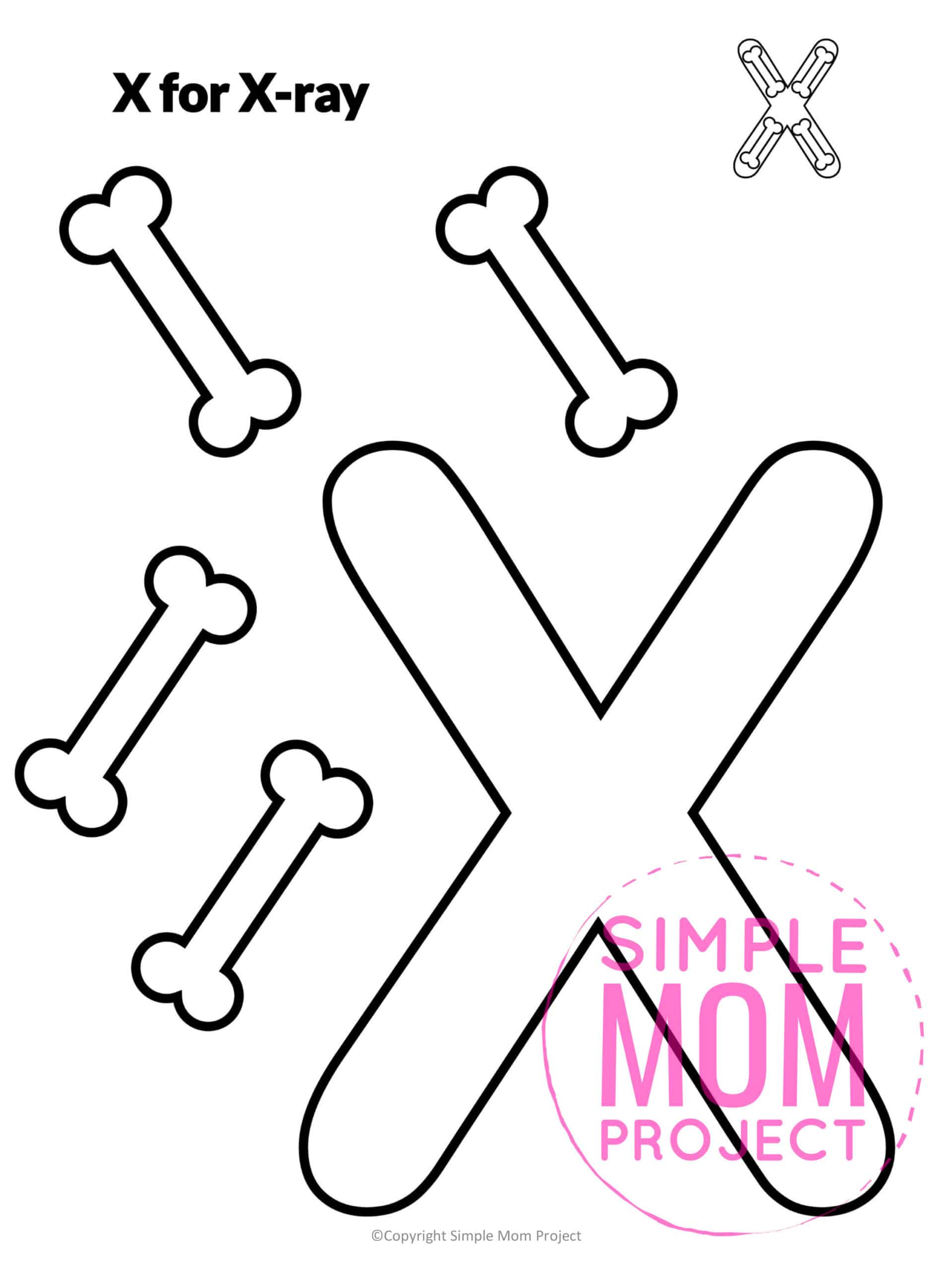printable letter alphabet craft for kids, kindergartners, toddlers letter x