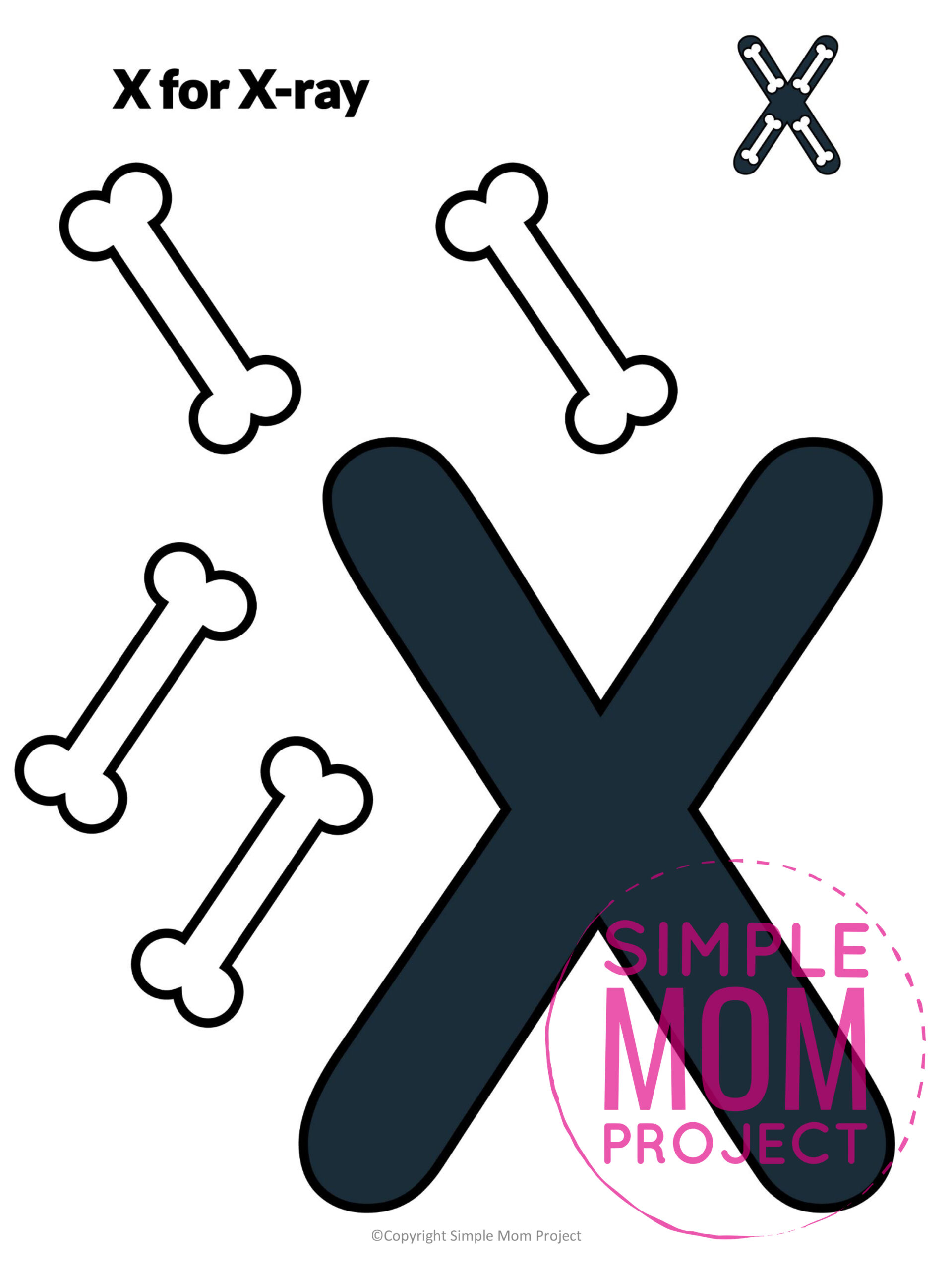 printable letter alphabet craft for kids, kindergartners, toddlers letter x