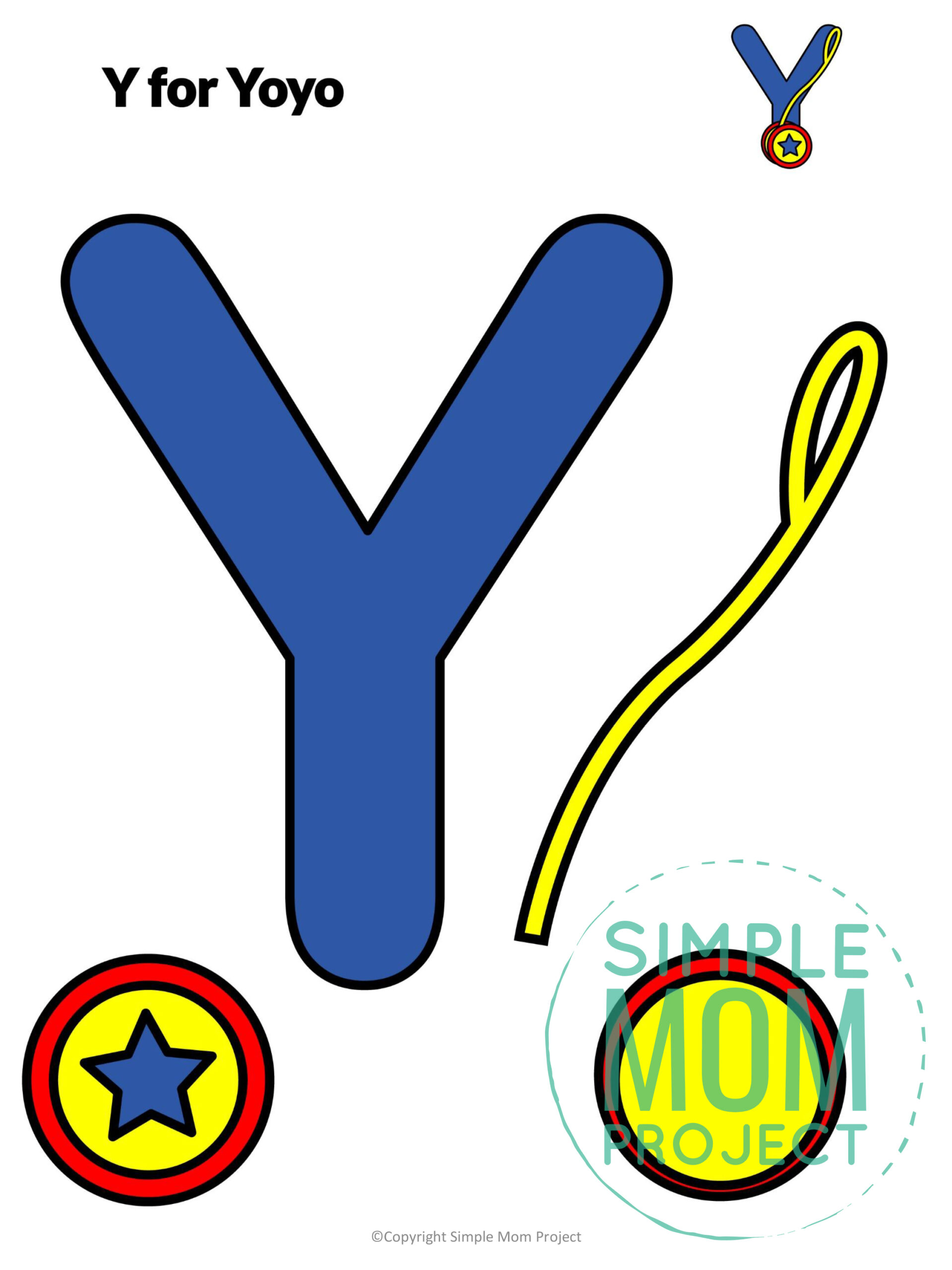 printable letter alphabet craft for kids, kindergartners, toddlers letter y