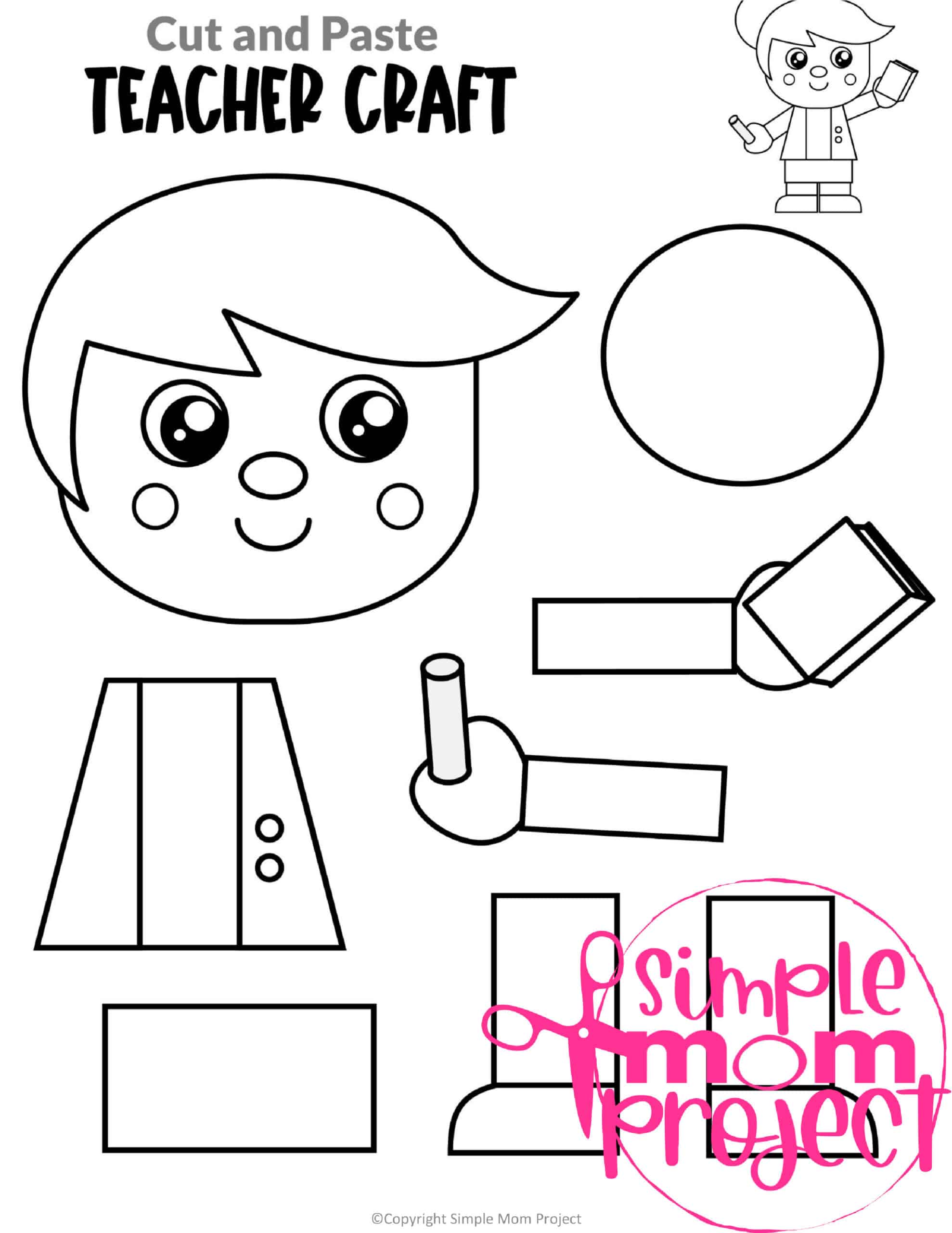 printable teacher community helper craft for kids, preschoolers, toddlers and kindergartners 16
