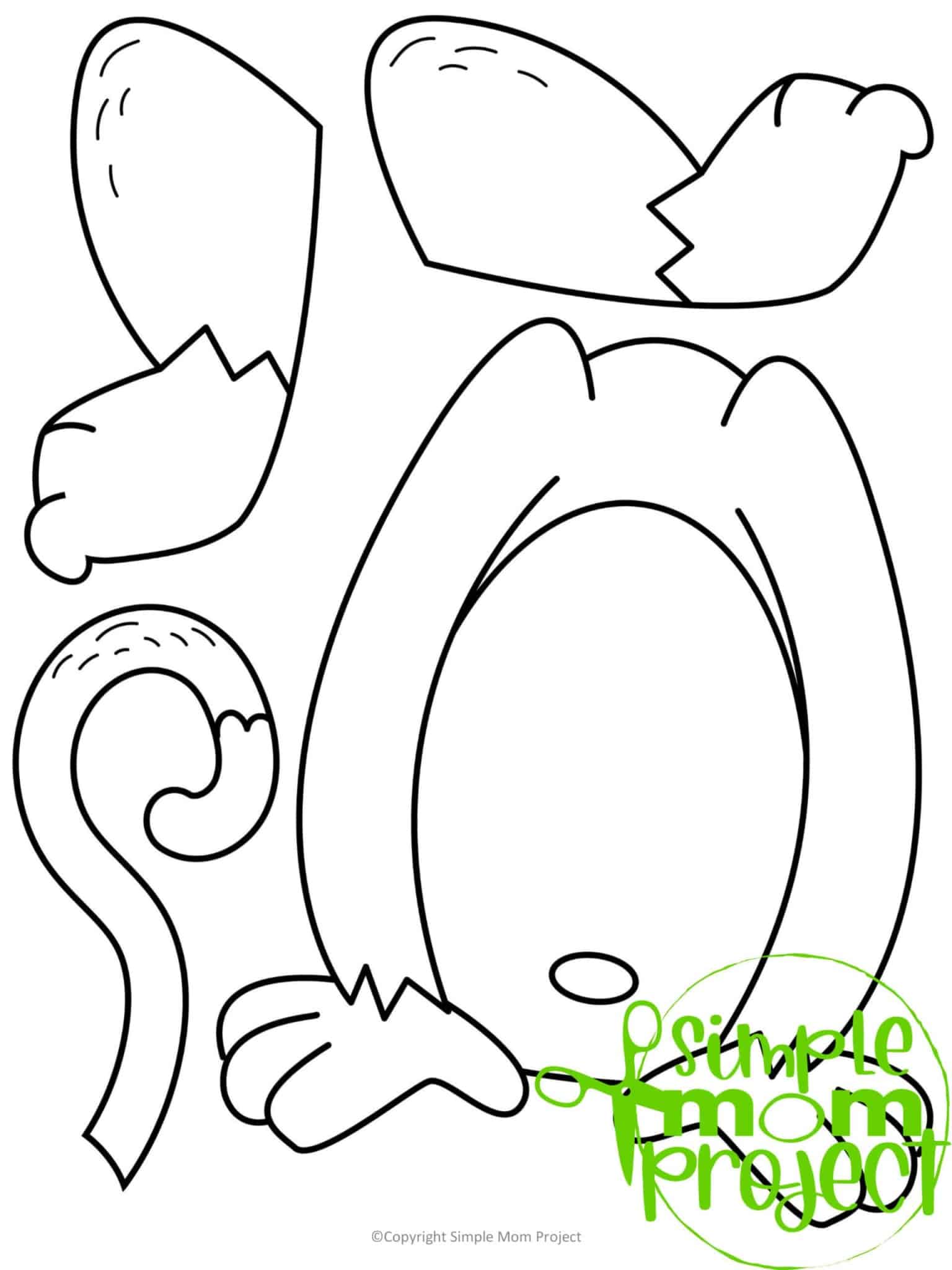 Printable Zoo Animal Monkey Paper Bag Puppet Craft for Kids, preschoolers, toddlers and kindergartners 1