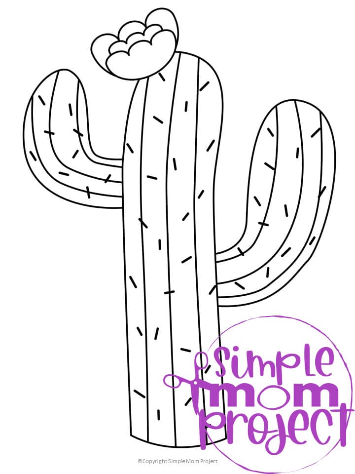 Printable Cactus Flower Template for Kids, Preschooler, Kindergartner 1