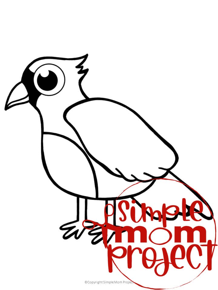 Printable Cardinal Template Coloring Page for Kids Preschoolers Toddlers and Bird Crafts 1