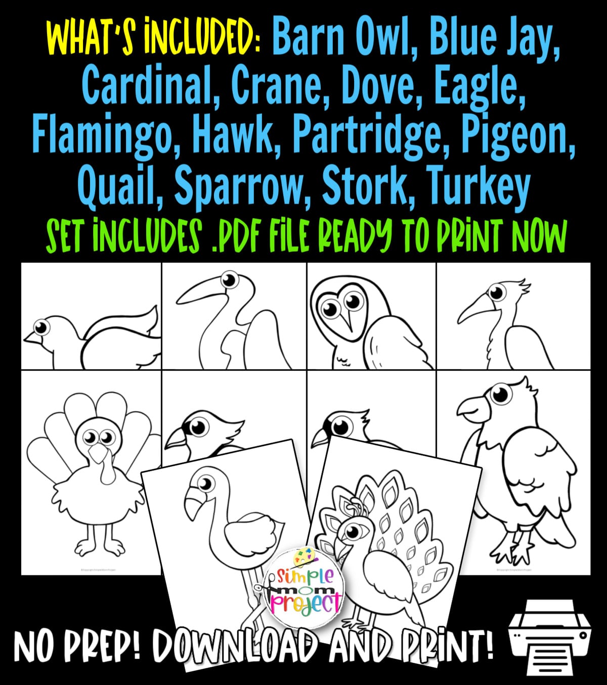 Are you looking for a simple bird template or coloring page for your next bird craft? These printable bird templates are perfect to use with recycled materials, yarn crafts, felt crafts and so much more! Print your full set of bird template coloring pages today!