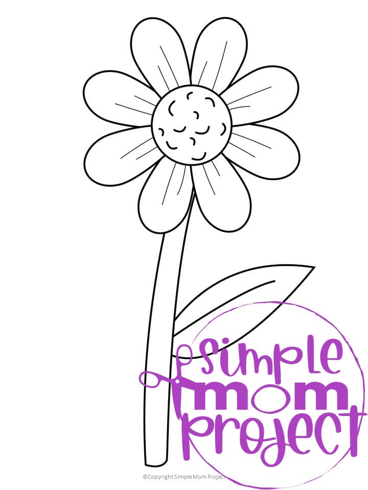 Printable Daisy Flower Template for Kids, Preschooler, Kindergartner 1