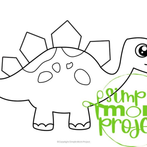 Printable Dinosaur Stegosaurus Template Coloring Page for Kids, preschoolers, toddlers 1