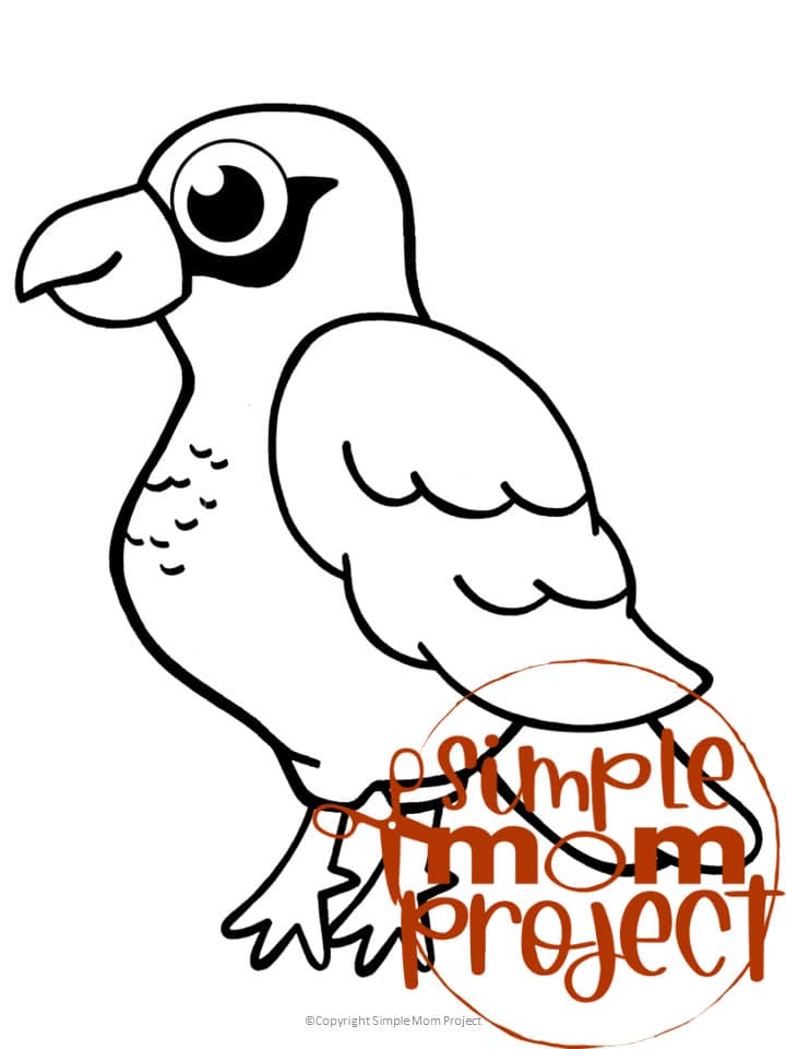 Printable Hawk Template Coloring Page for Kids Preschoolers Toddlers and Bird Crafts 1