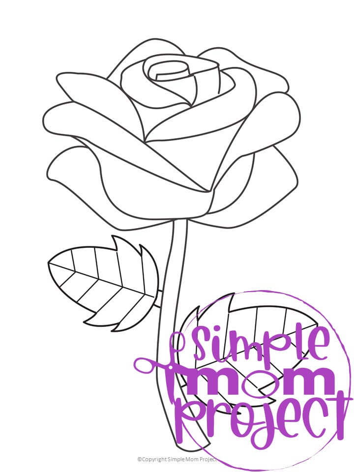 Printable Rose Flower Template for Kids, Preschooler, Kindergartner 1