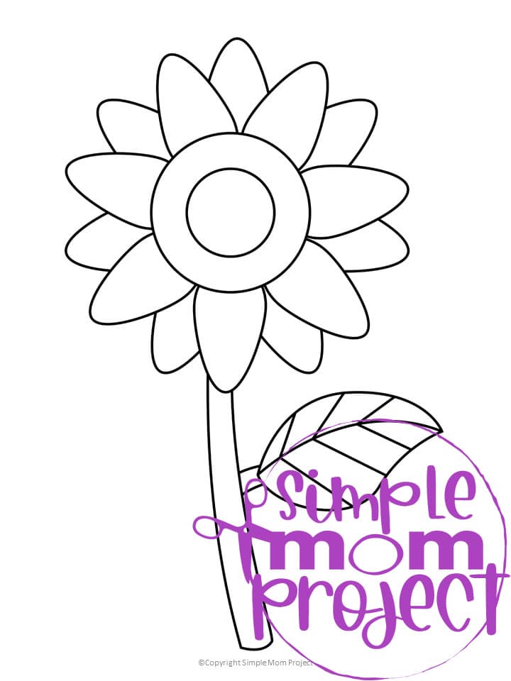 Printable Sunflower Flower Template for Kids, Preschooler, Kindergartner 1