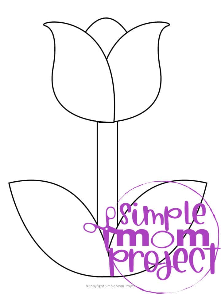 Printable Tulip Flower Template for Kids, Preschooler, Kindergartner 1