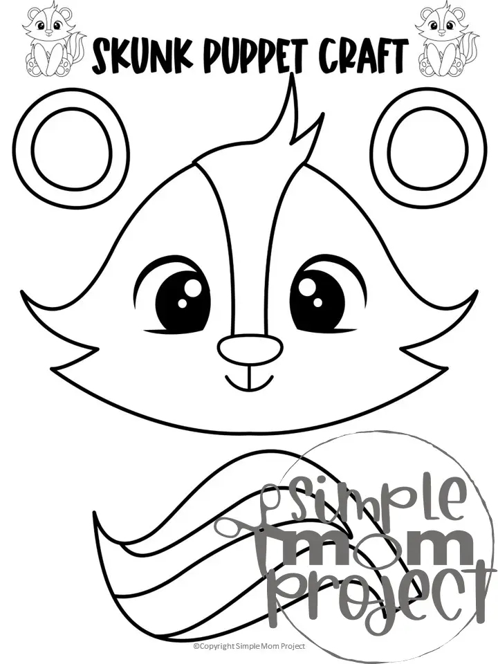 Printable Woodland Animal Skunk Paper Bag Puppet Craft 1