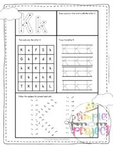 Letter k printable, k worksheets, instant download, k preschool, toddlers, k coloring page, k uppercase, k lowercase, abc kindergarten, letter k phonics, letter k handwriting, letter k tracing, letter k pdf
