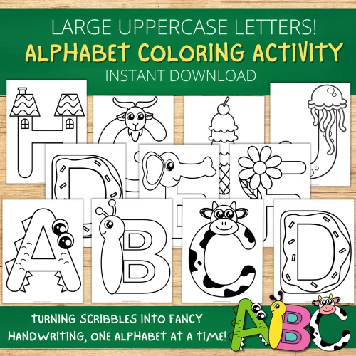 Alphabet A–Z Coloring Pages – Printable Learning Activity for Kids