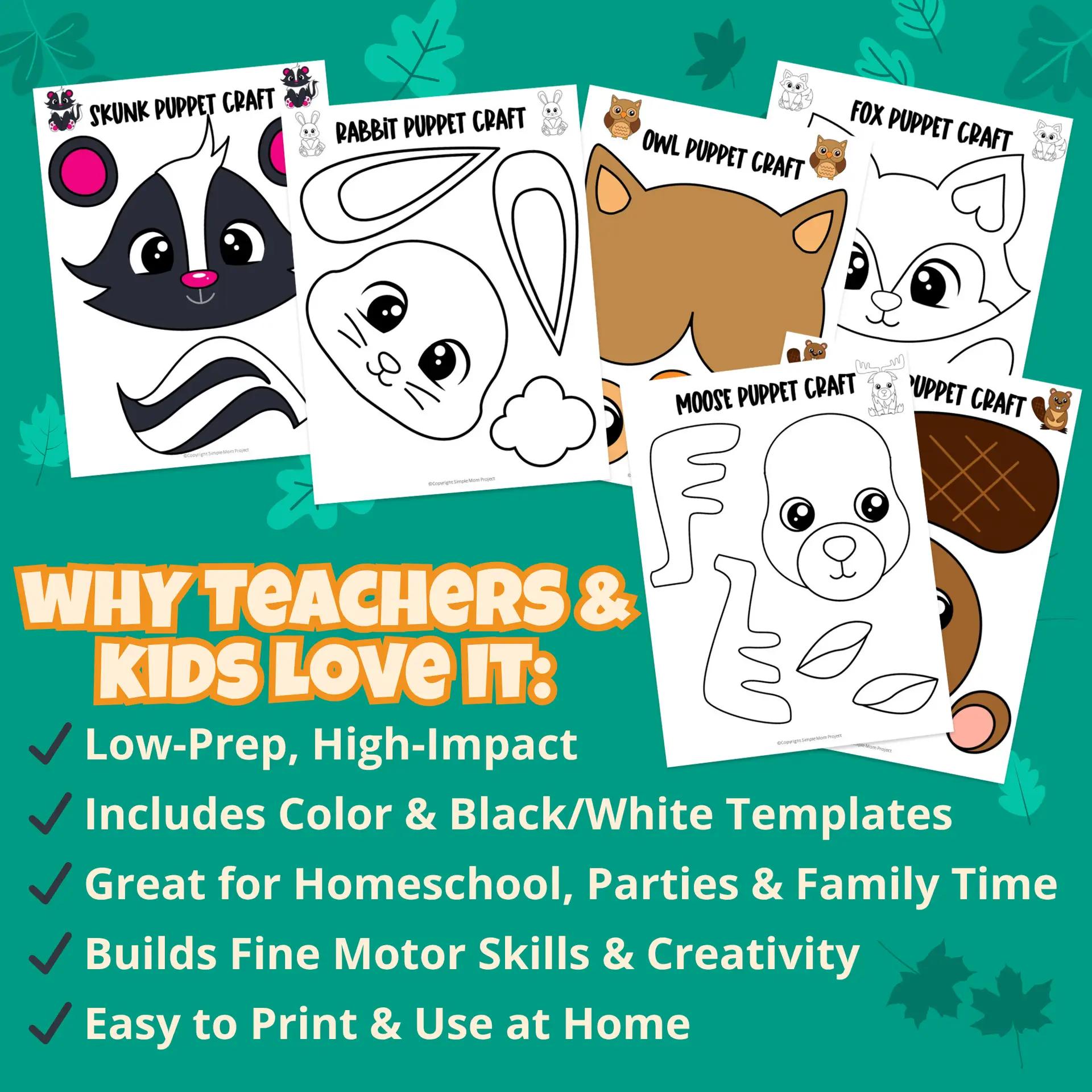 ? This Woodland Paper Bag Puppet Craft Set includes fox, bear, owl, deer, raccoon & more! Ideal for classroom centers, dramatic play, and forest animal units.
