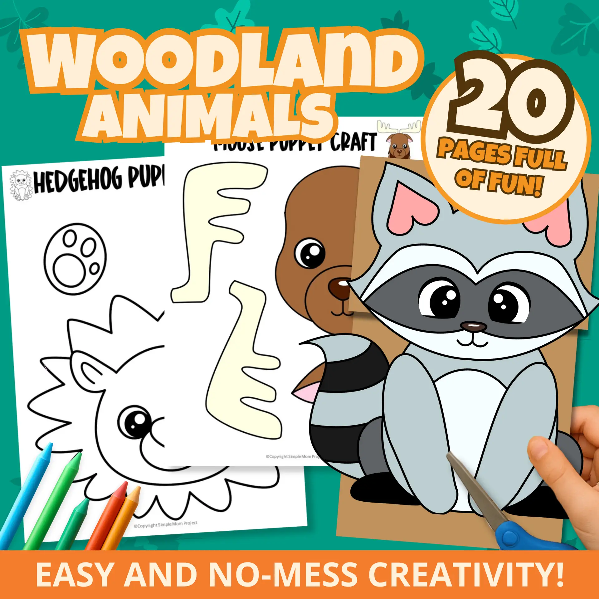 Add hands-on fun to your woodland lessons! These printable paper bag puppets are perfect for preschoolers and offer a great mix of coloring + crafting.