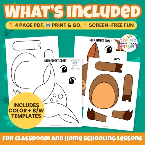 This adorable Deer Paper Bag Puppet Template makes learning fun! Great for woodland animal units or rainy-day play. ✂️? #PrintableCrafts #PreschoolCrafts #WoodlandTheme