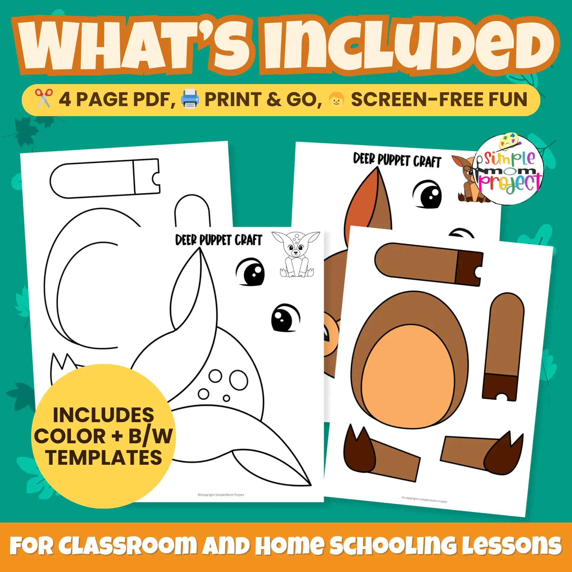 This adorable Deer Paper Bag Puppet Template makes learning fun! Great for woodland animal units or rainy-day play. ✂️? #PrintableCrafts #PreschoolCrafts #WoodlandTheme