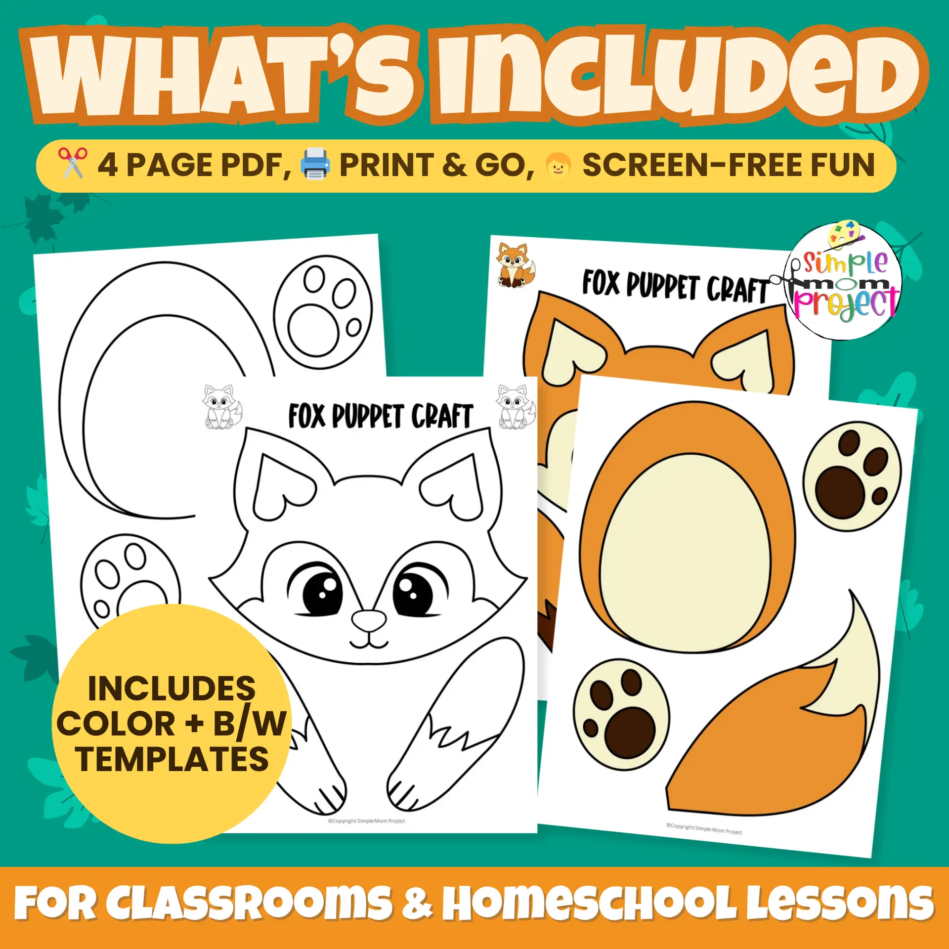 This Easy Printable Fox Craft is perfect for woodland units or rainy-day fun! Just print, cut, glue, and play. ?? #PrintableCrafts #PreschoolCrafts #WoodlandAnimals