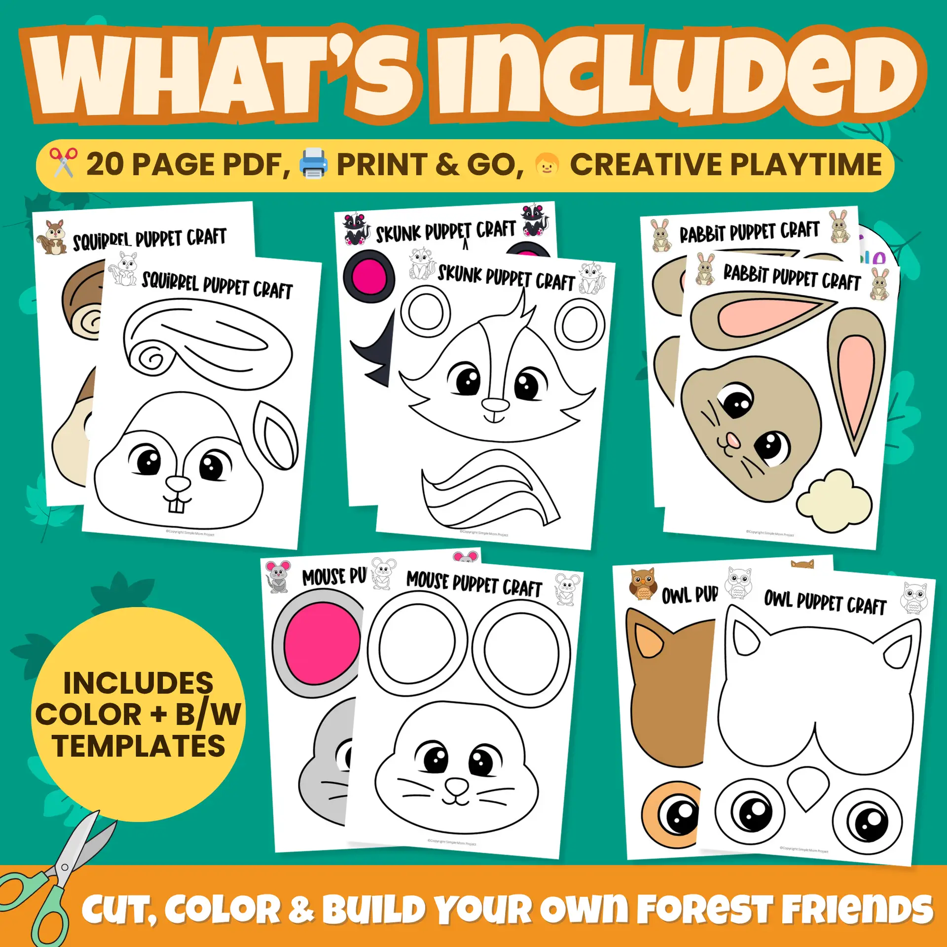 ? Kids will love creating their own forest friends with these Printable Woodland Puppets! Just print, cut, and glue to make adorable paper bag puppets. Great for storytelling and fine motor practice!