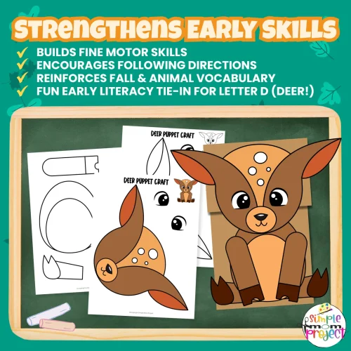 Bring the forest to life with this Printable Deer Puppet Craft! Kids will love cutting, gluing & pretending with their woodland creations. ?? #PaperBagPuppet #AnimalActivities #HomeschoolCraft