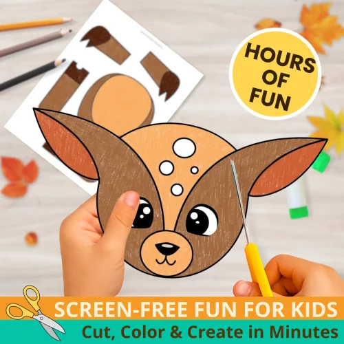 Bring the forest to life with this Printable Deer Puppet Craft! Kids will love cutting, gluing & pretending with their woodland creations. ?? #PaperBagPuppet #AnimalActivities #HomeschoolCraft