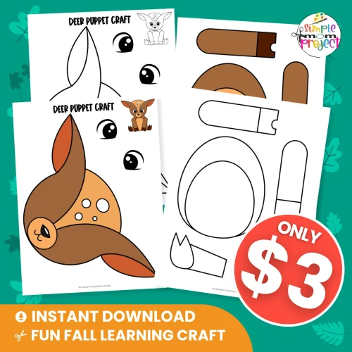 Build fine motor skills and creativity with this Deer Puppet Craft for Kids! Just print, cut, glue, and play! ?✨ #PreschoolCrafts #AnimalCrafts #WoodlandAnimals
