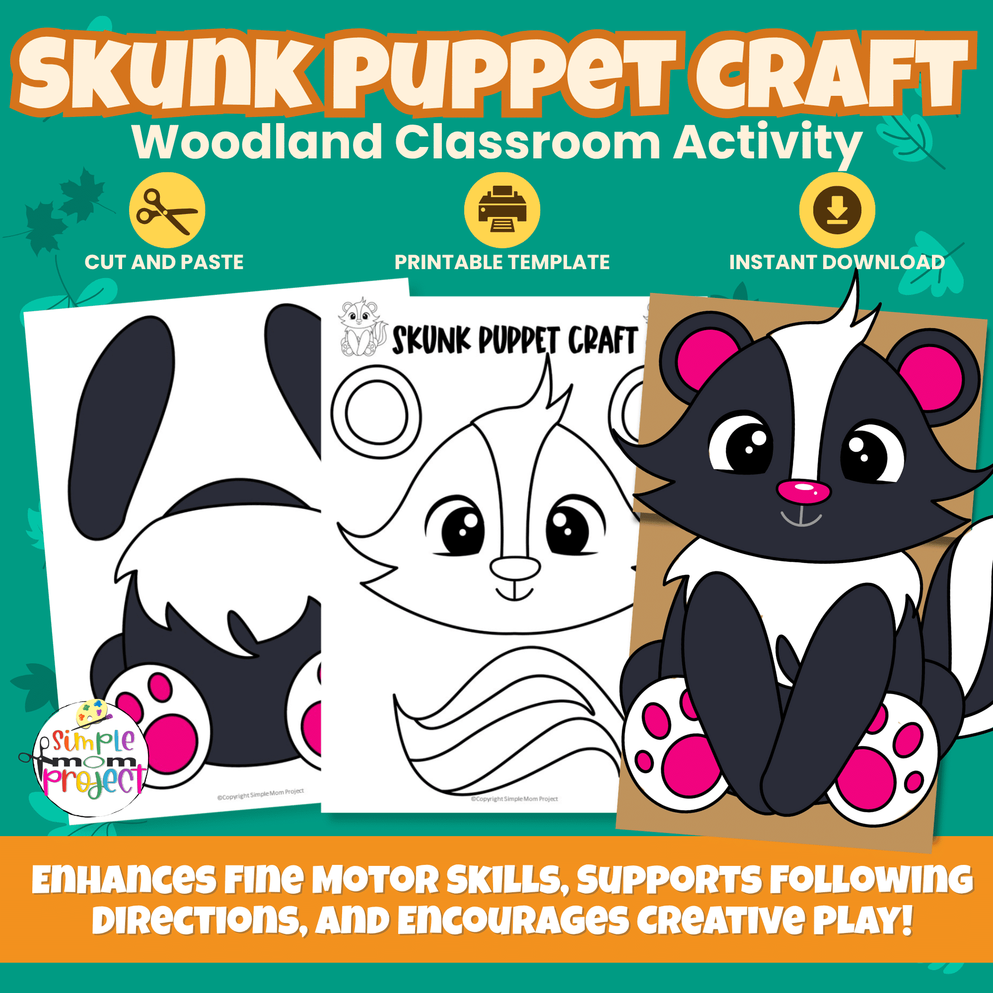 Bring woodland fun to craft time with this Skunk Paper Bag Puppet Craft! Perfect for preschool and kindergarten kids — just print, cut, glue, and play! ?? #KidsCrafts #WoodlandTheme