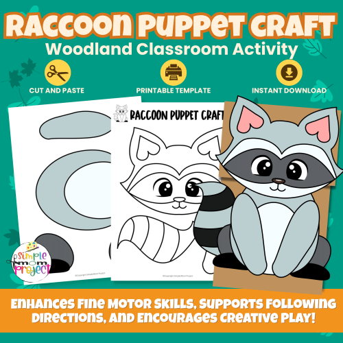 Bring woodland fun to your classroom or home with this Raccoon Paper Bag Puppet Craft! A simple, no-prep printable for preschool and kindergarten. ?? #KidsCrafts #WoodlandTheme