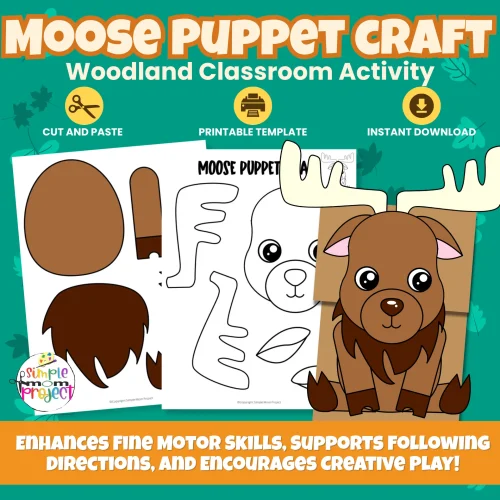 Bring woodland fun to your classroom with this Moose Paper Bag Puppet Craft! Easy to print, cut, and glue — perfect for preschool and kindergarten. ?? #WoodlandCraft #KidsActivity