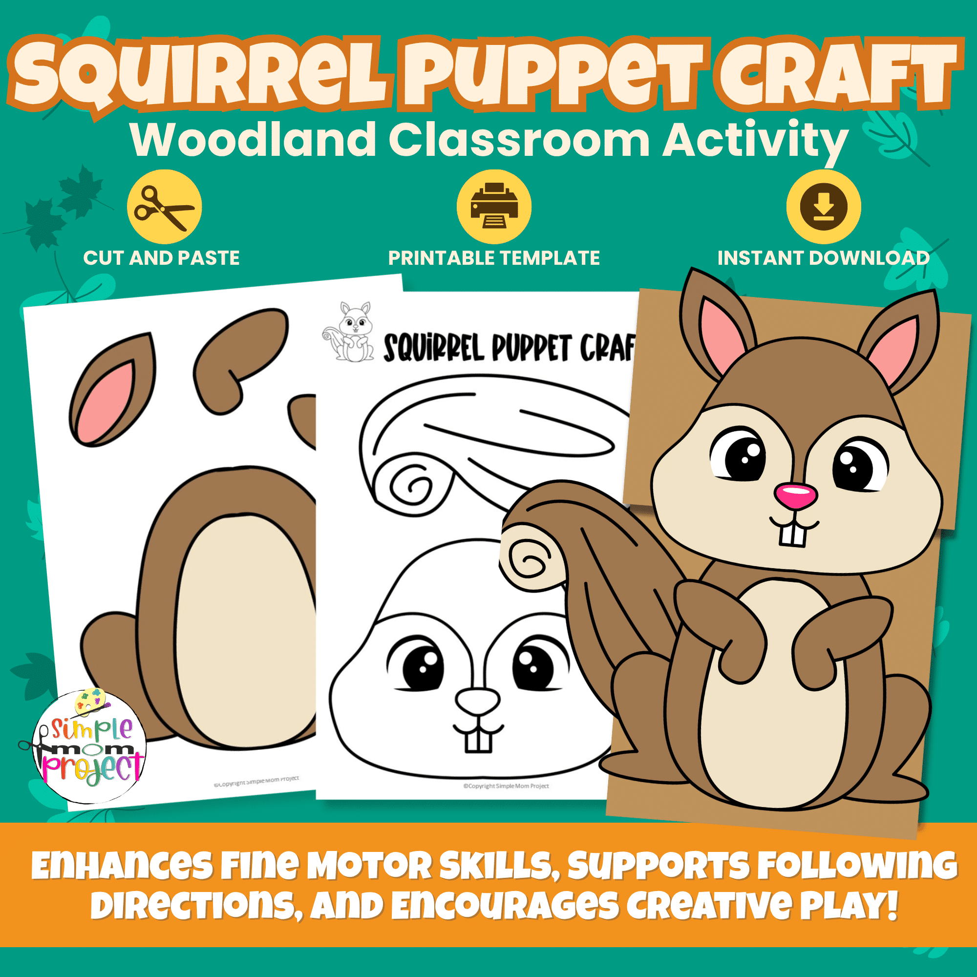 Bring woodland fun to craft time with this Squirrel Paper Bag Puppet Craft! Perfect for preschoolers and kindergarteners — just print, cut, glue, and play! ??️ #WoodlandCraft #KidsCraft