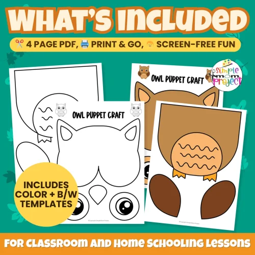 This Printable Owl Craft is perfect for woodland or nocturnal animal units! A no-prep activity that builds fine motor skills and creativity. ✂️? #KidsCraft #WoodlandTheme