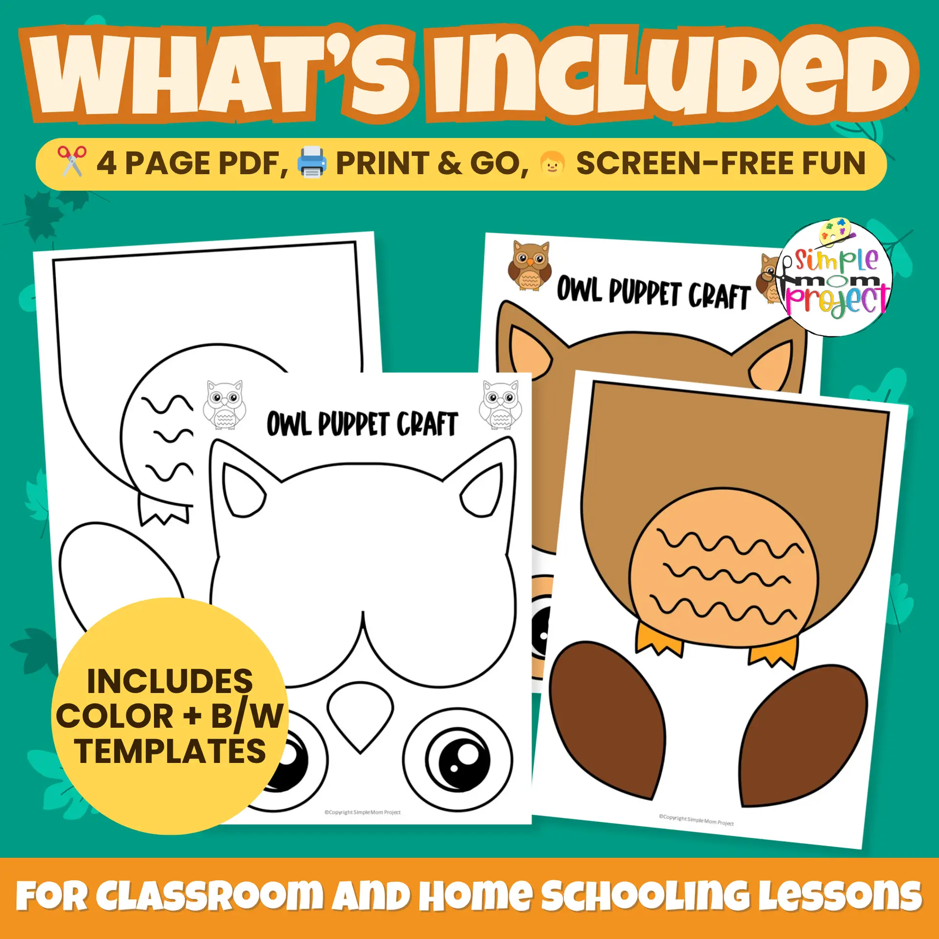 This Printable Owl Craft is perfect for woodland or nocturnal animal units! A no-prep activity that builds fine motor skills and creativity. ✂️? #KidsCraft #WoodlandTheme