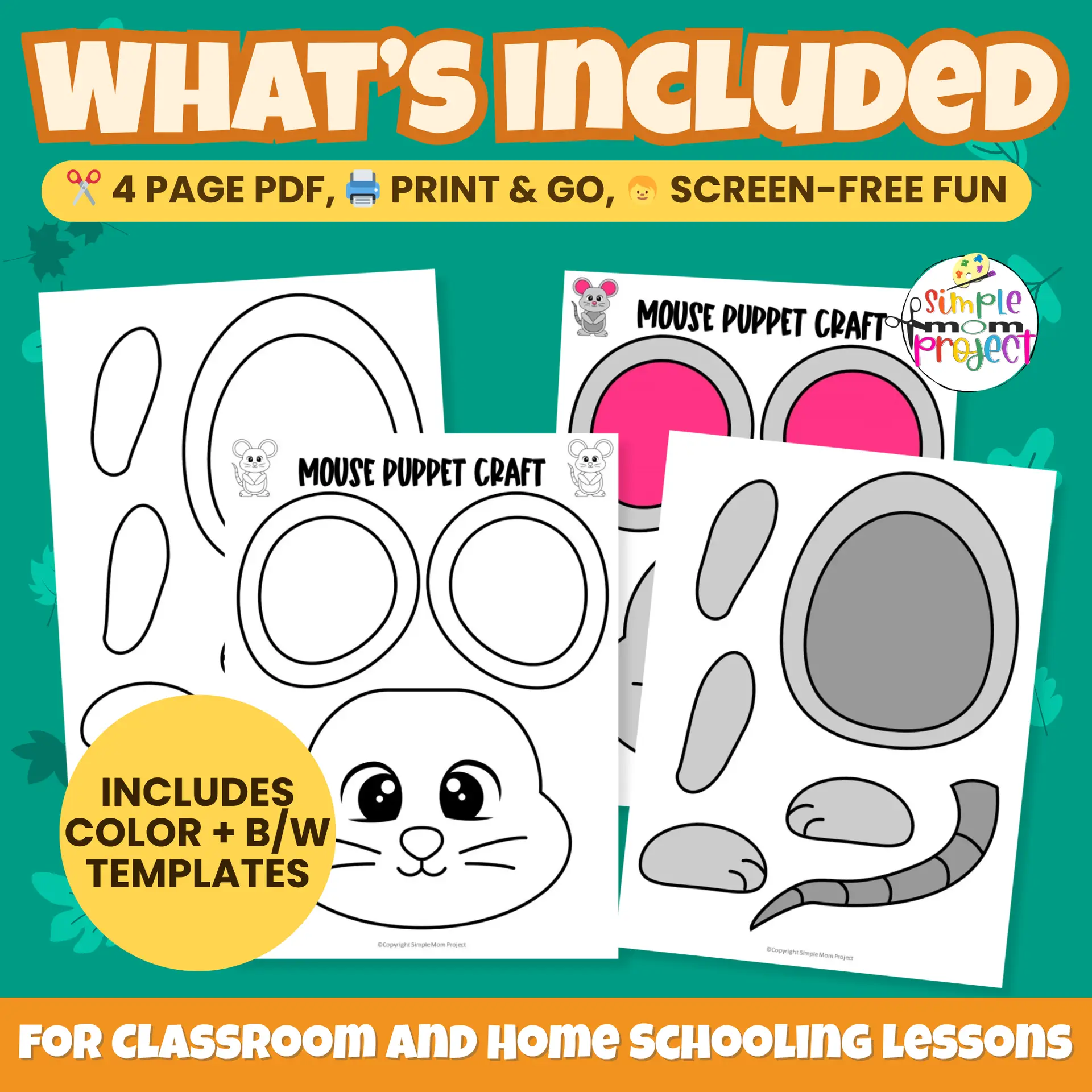This Printable Mouse Craft is perfect for woodland animal units, art centers, and homeschool fun. Kids love creating their own forest friend! ✂️? #PrintableCraft #PreschoolActivities