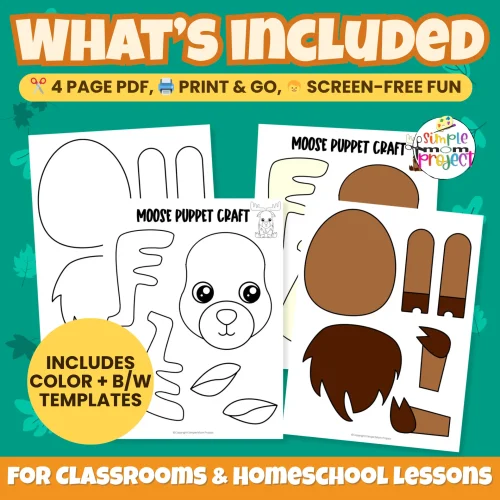 This Printable Moose Craft makes a great classroom or homeschool activity! Fun for forest animal lessons or rainy-day art time. ✂️? #PrintableCraft #PreschoolActivity