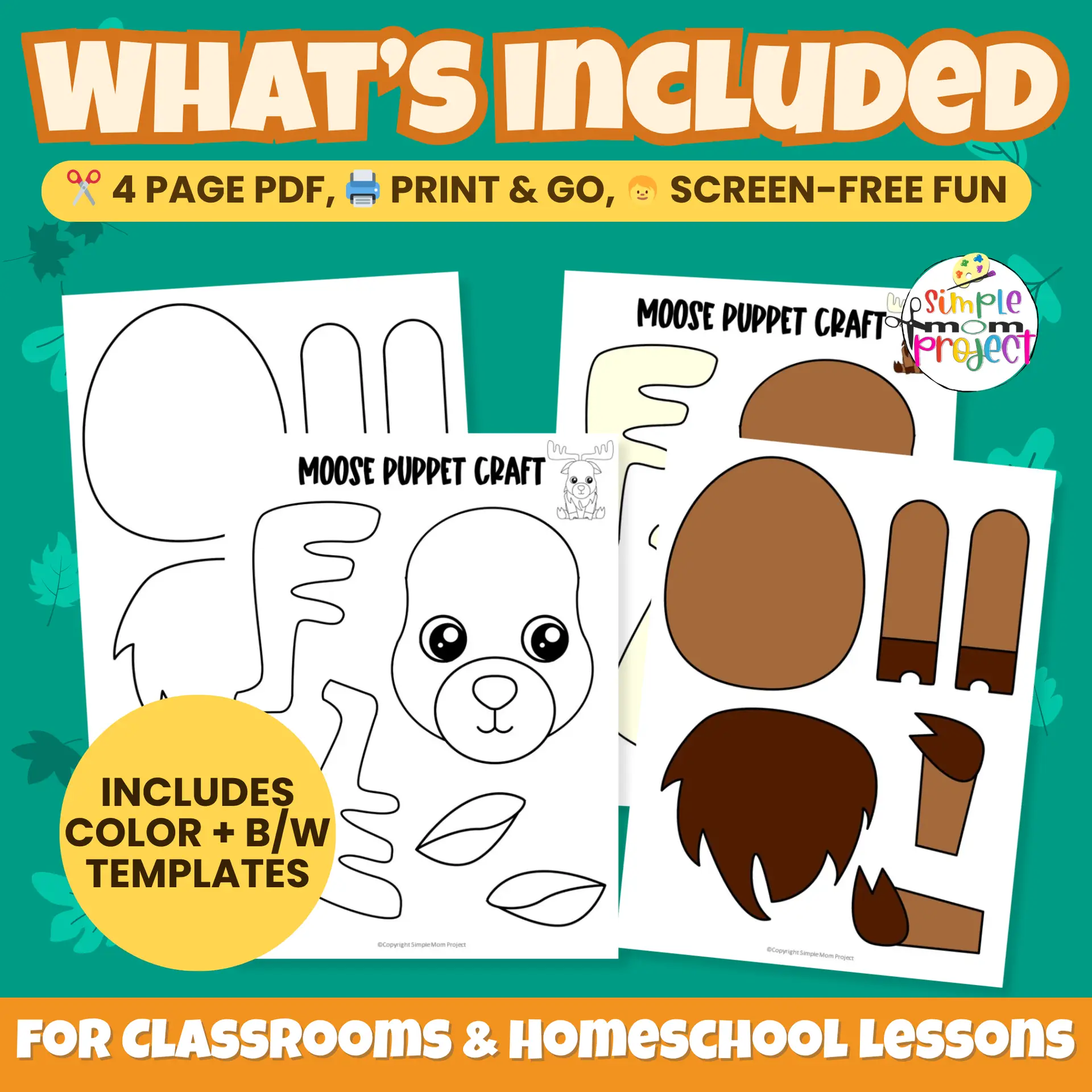 This Printable Moose Craft makes a great classroom or homeschool activity! Fun for forest animal lessons or rainy-day art time. ✂️? #PrintableCraft #PreschoolActivity