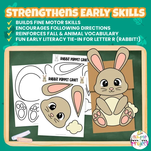 Make storytime interactive with this Woodland Bunny Puppet Template! A quick and easy paper bag craft that builds fine motor skills and creativity. ?? #WoodlandTheme #KidsCraft