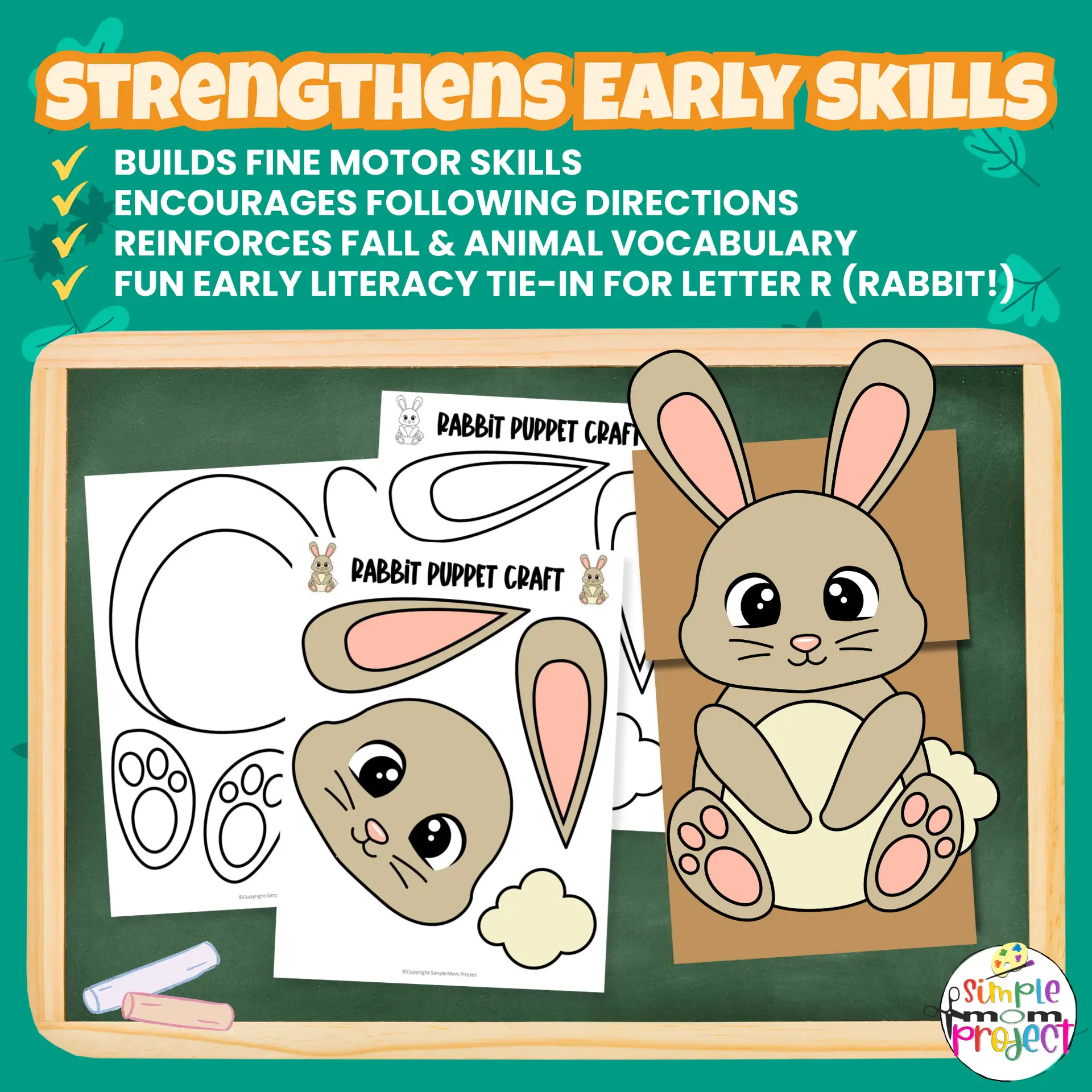 Make storytime interactive with this Woodland Bunny Puppet Template! A quick and easy paper bag craft that builds fine motor skills and creativity. ?? #WoodlandTheme #KidsCraft