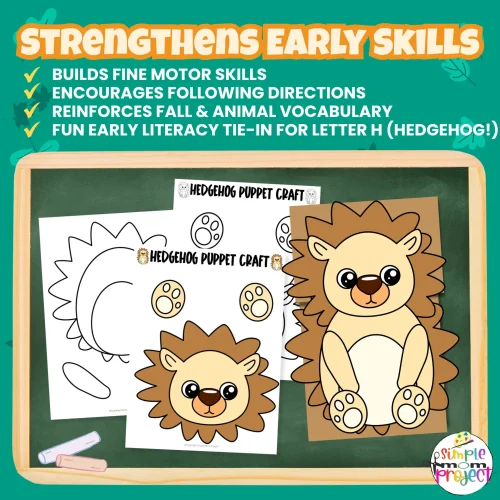 Create your own Woodland Hedgehog Puppet with this easy printable craft! Perfect for classrooms, homeschool, or rainy-day fun. ?? #KidsCraft #PrintableActivity